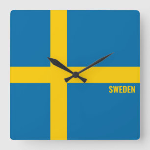 Reloj Cuadrado Bandera de Suecia deslumbrando patriótico