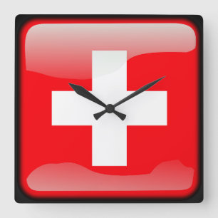 Reloj Cuadrado Bandera de Suiza