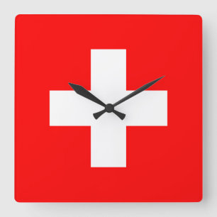 Reloj Cuadrado bandera de suiza