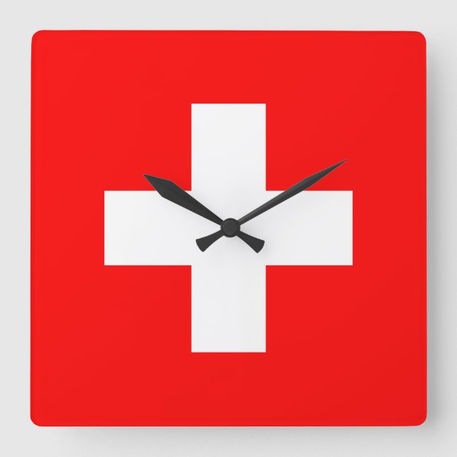 Reloj Cuadrado Bandera de Suiza (Anverso)
