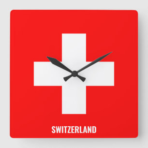 Reloj Cuadrado Bandera de Suiza Deslumbrante Patriótico