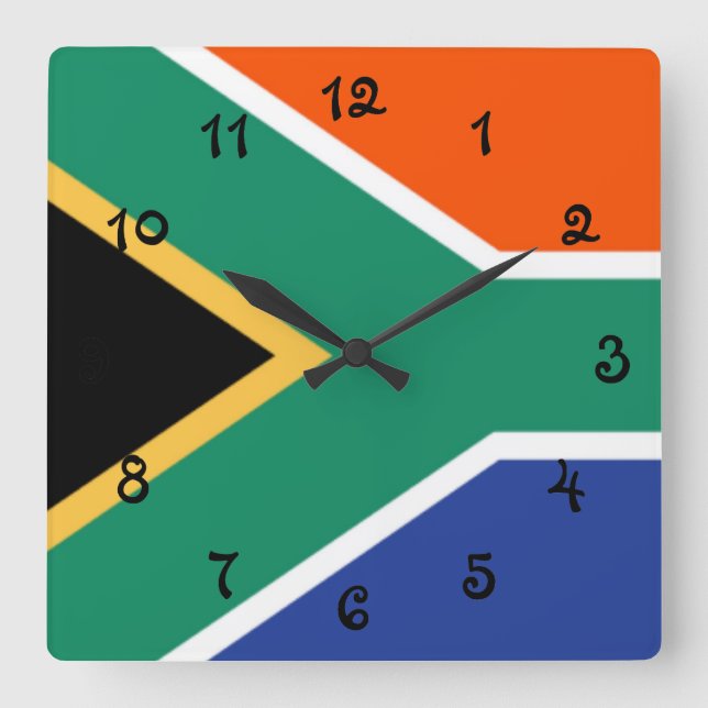 Reloj Cuadrado Bandera de Suráfrica (Anverso)