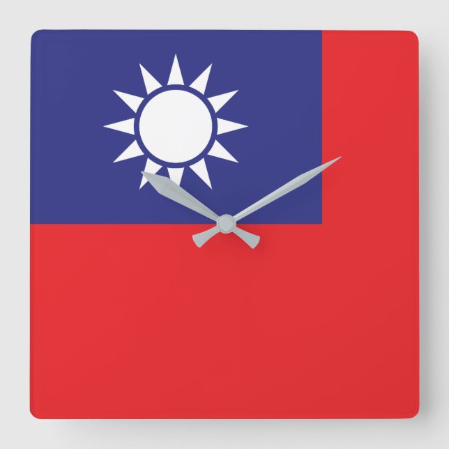 Reloj Cuadrado Bandera de Taiwán (Anverso)