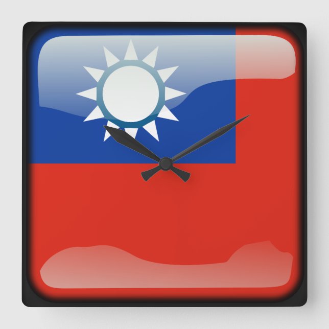 Reloj Cuadrado Bandera de Taiwán (Anverso)