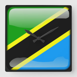 Reloj Cuadrado Bandera de Tanzania