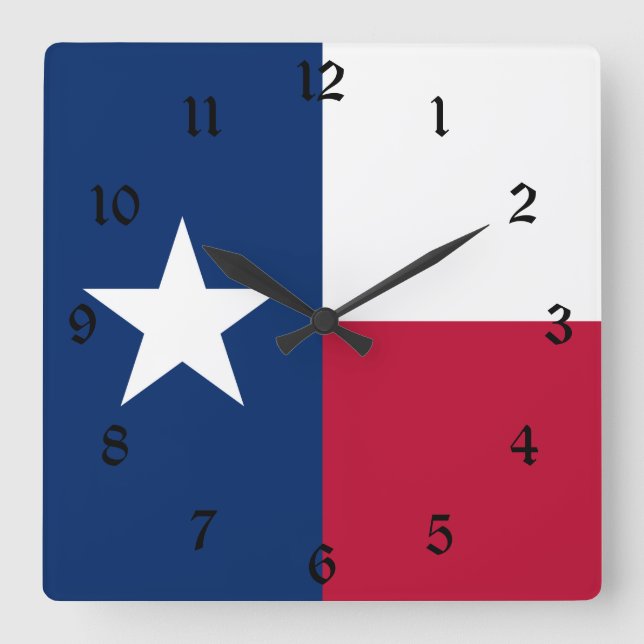 Reloj Cuadrado Bandera de Texas: Longhorns, el estado de la solit (Anverso)