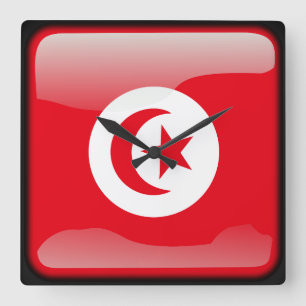 Reloj Cuadrado Bandera de Túnez