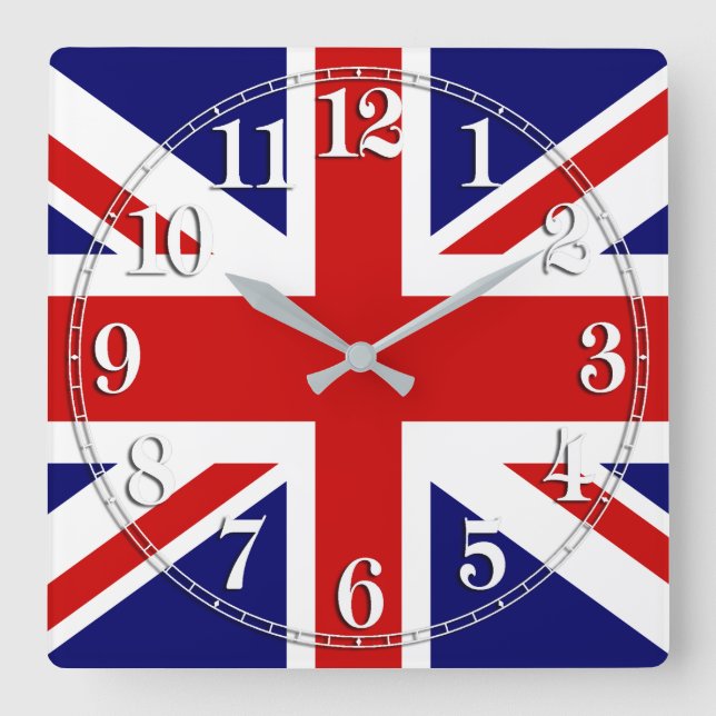 Reloj Cuadrado Bandera de Union Jack del Reino Unido (Anverso)