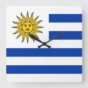 Reloj Cuadrado Bandera de Uruguay Banda Oriental