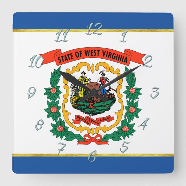 Reloj Cuadrado Bandera de Virginia Occidental (Anverso)