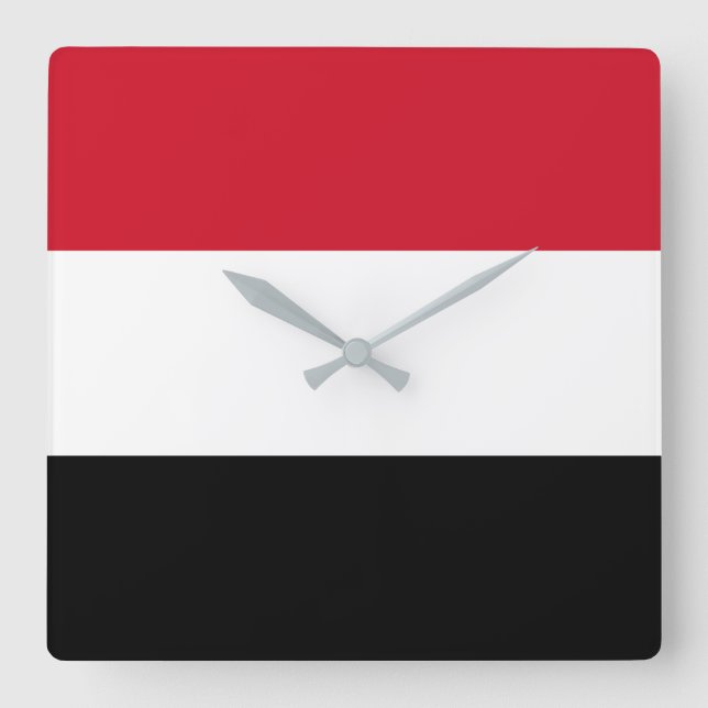 Reloj Cuadrado Bandera de Yemen (Anverso)