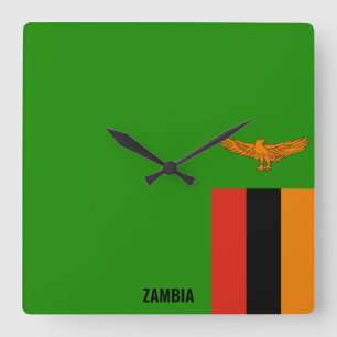 Reloj Cuadrado Bandera de Zambia deslumbrando a patriotas