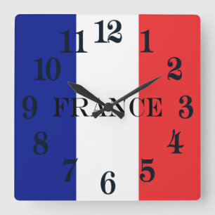 Reloj Cuadrado Bandera del francés Tricolore de Francia