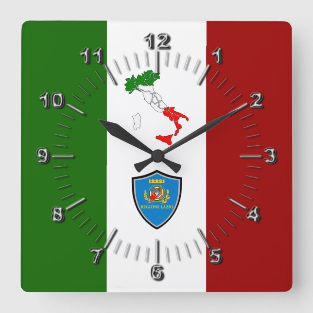 Reloj Cuadrado Bandera del Lacio (Italia) (Anverso)