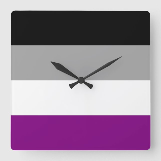 Reloj Cuadrado Bandera del Orgullo Asexual (Anverso)