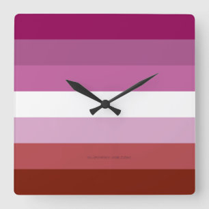 Reloj Cuadrado Bandera del orgullo lésbico femenino de SlipperyJo