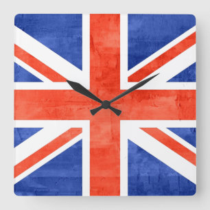 Reloj Cuadrado Bandera del Reino Unido Grunge