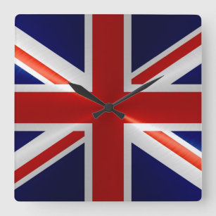 Reloj Cuadrado Bandera del Reino Unido Metalizado metálica