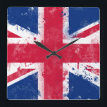 Reloj Cuadrado Bandera del Reino Unido o la bandera de la Unión<br><div class="desc">Bandera del Reino Unido o la bandera de la Unión</div>