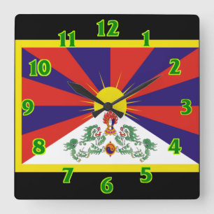 Reloj Cuadrado Bandera del Tíbet