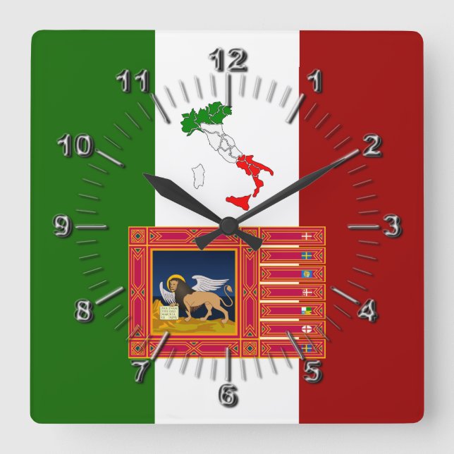 Reloj Cuadrado Bandera del Véneto (Italia) (Anverso)