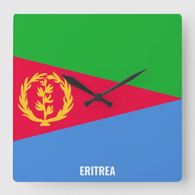 Reloj Cuadrado Bandera eritrea deslumbrante patriótico (Anverso)