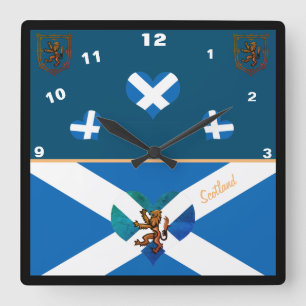 Reloj Cuadrado Bandera escocesa y corazón de león - Moda escoce