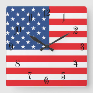 Reloj Cuadrado Bandera estadounidense