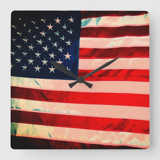 Reloj Cuadrado Bandera estadounidense (Anverso)
