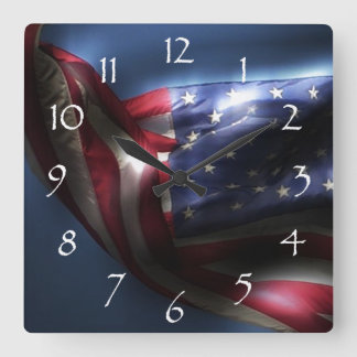 Reloj Cuadrado Bandera estadounidense brillante