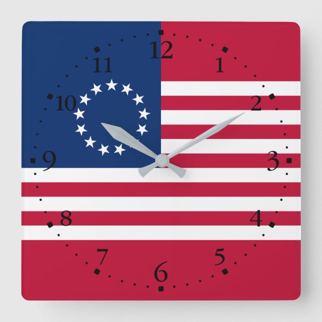 Reloj Cuadrado Bandera estadounidense de Betsy Ross (Anverso)