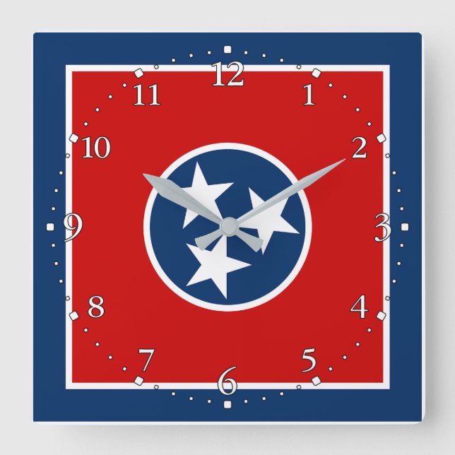 Reloj Cuadrado Bandera Estatal Tennessee (Anverso)