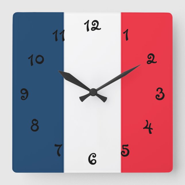 Reloj Cuadrado Bandera francesa (Anverso)