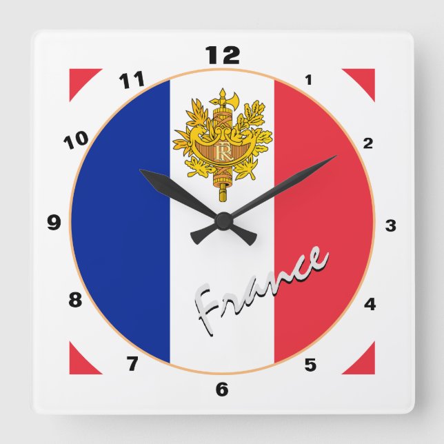 Reloj Cuadrado Bandera francesa moderna, hogar de moda en Francia (Anverso)