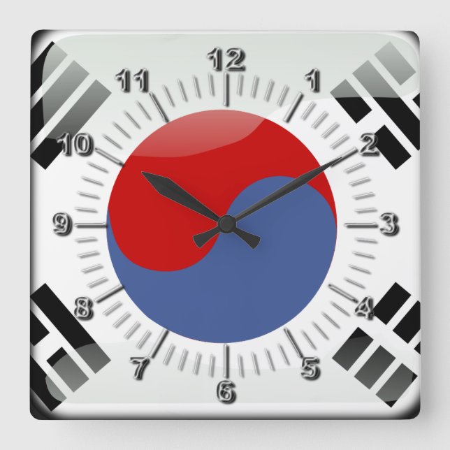 Reloj Cuadrado Bandera glamurosa coreana (Anverso)