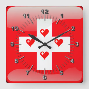 Reloj Cuadrado Bandera glamurosa suiza