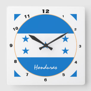 Reloj Cuadrado Bandera hondureña moderna, hogar de Honduras / dis