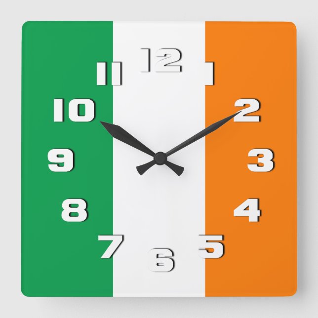 Reloj Cuadrado Bandera irlandesa (Anverso)