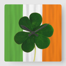 Reloj Cuadrado Bandera irlandesa Shamrock Clover Irlanda
