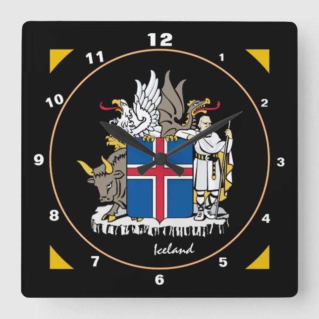Reloj Cuadrado Bandera islandesa moderna e Islandia de moda / dis (Anverso)
