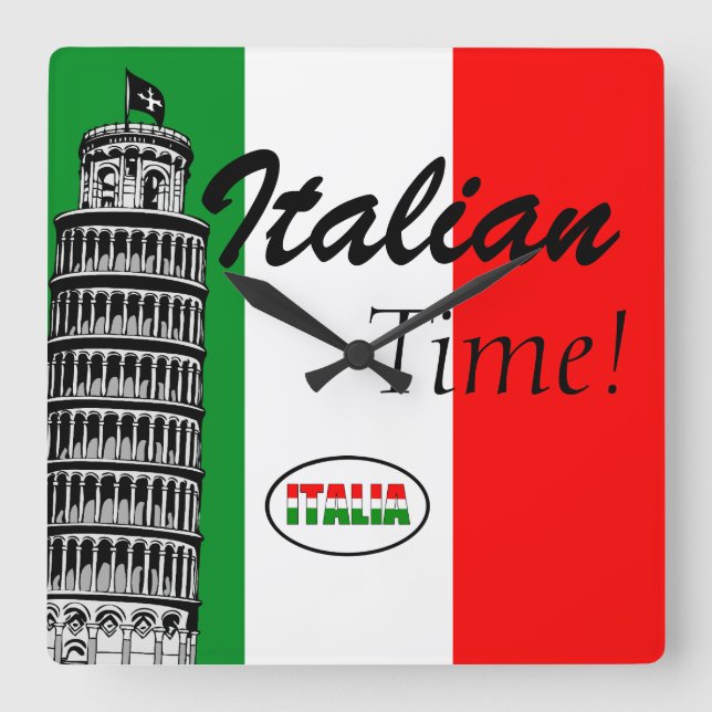 Reloj Cuadrado Bandera italiana de Italia (Anverso)