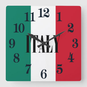 Reloj Cuadrado Bandera italiana Italia Il Tricolore