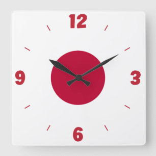 Reloj Cuadrado Bandera japonesa marca el orgullo blanco hinomaru