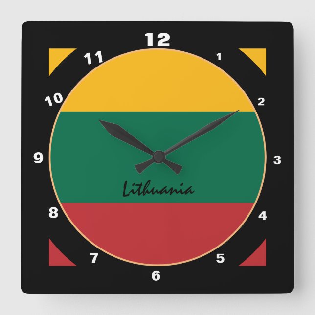 Reloj Cuadrado Bandera lituana y diseño moderno de Lituania (Anverso)