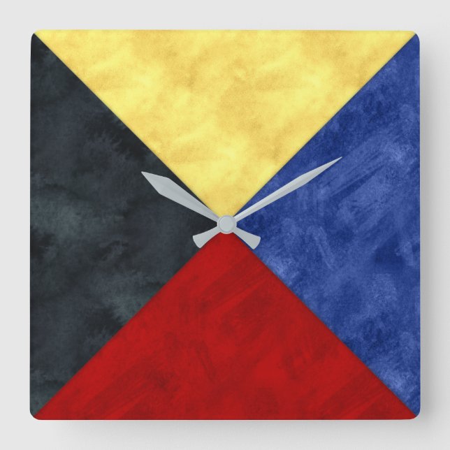 Reloj Cuadrado Bandera marítima de señalización náutica de color  (Anverso)