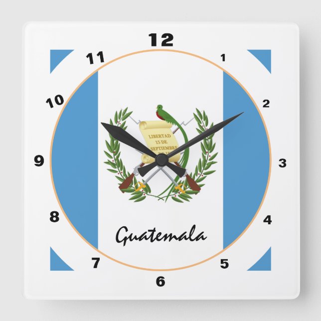 Reloj Cuadrado Bandera moderna de Guatemala, Casa de Guatemala /  (Anverso)
