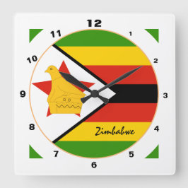 Reloj Cuadrado Bandera moderna de Zimbabue, hogar de Zimbabue / d