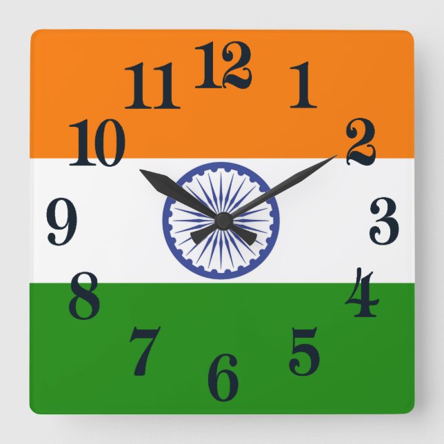 Reloj Cuadrado Bandera nacional de la India Ashoka Chakra (Anverso)
