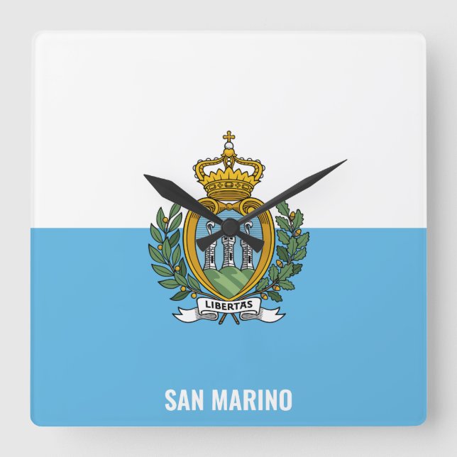 Reloj Cuadrado Bandera nacional de San Marino Patriótico (Anverso)