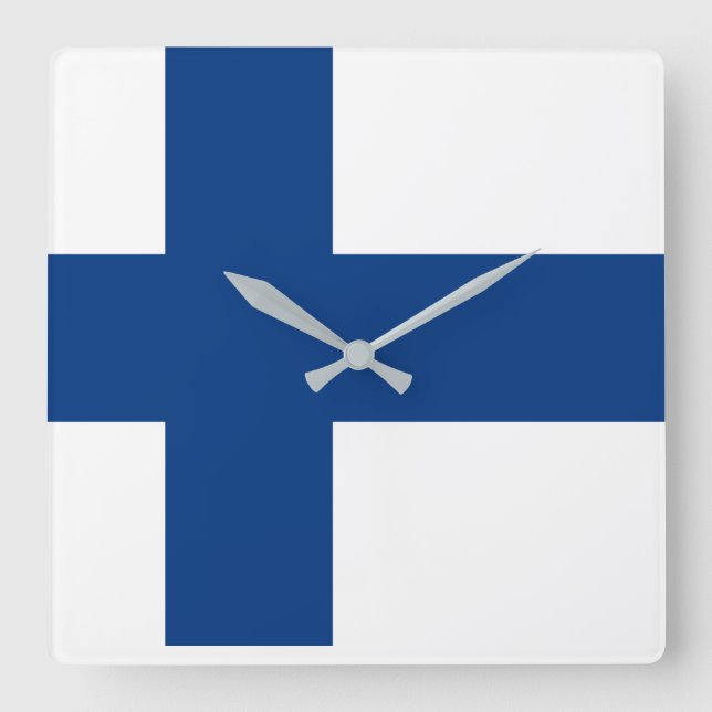 Reloj Cuadrado Bandera nacional del mundo de Finlandia (Anverso)